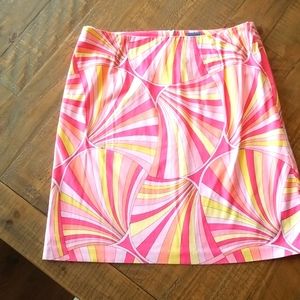 Melly M women's skirt size 6 in salmon, peach, yellow and light pink.